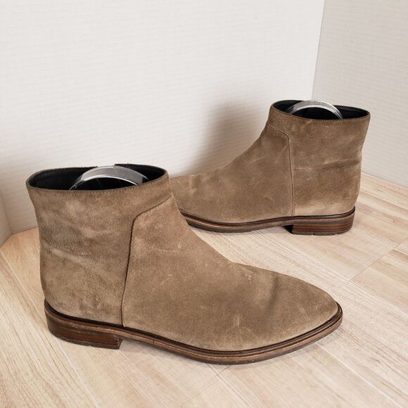 Via Spiga Women Evanna Water Resistant Suede Bootie Nude Taupe Side Zip Sz 7 - Picture 4 of 7